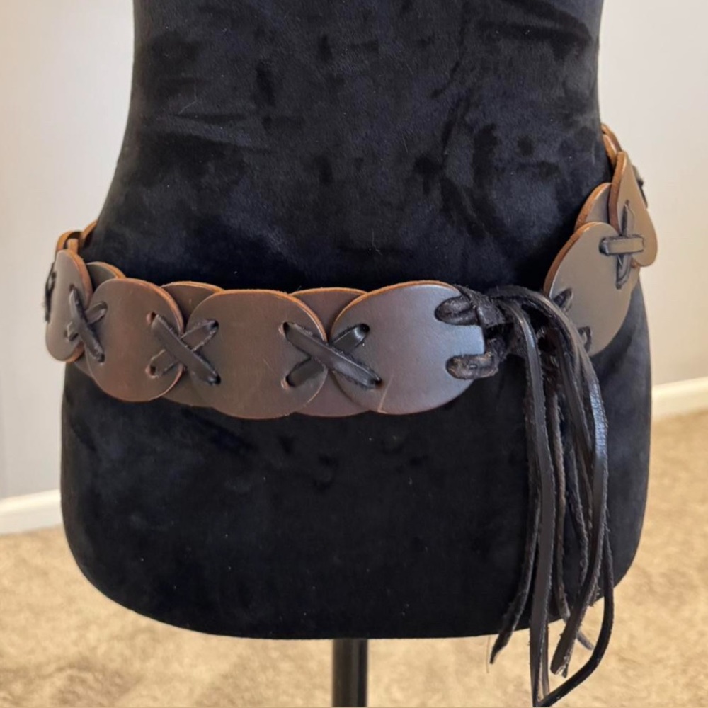 Brown Leather Lace-Up Belt